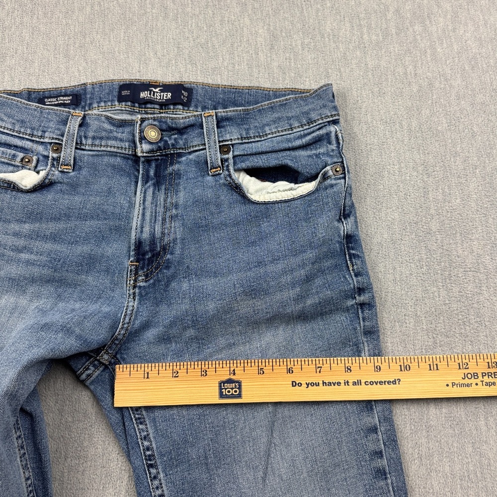 Hollister Jeans Men 30x30 Blue Epic Flex Straight Slim Fit Light 5-Pocket Cotton - Picture 9 of 14